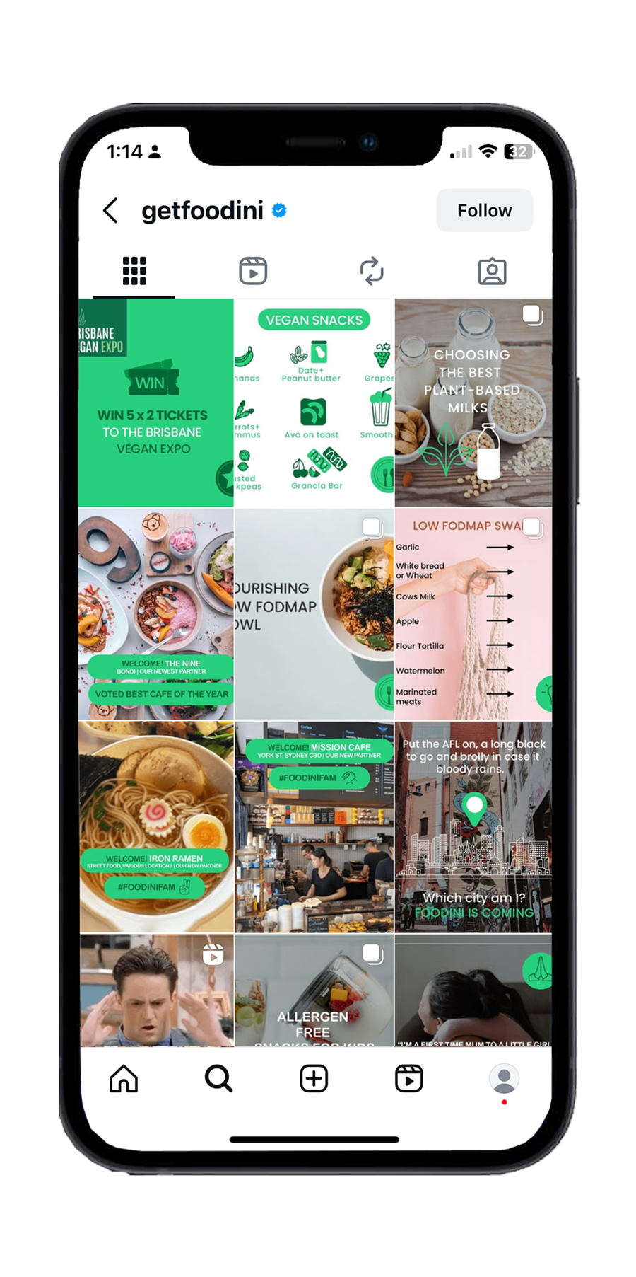 Foodini Instagram feed grid